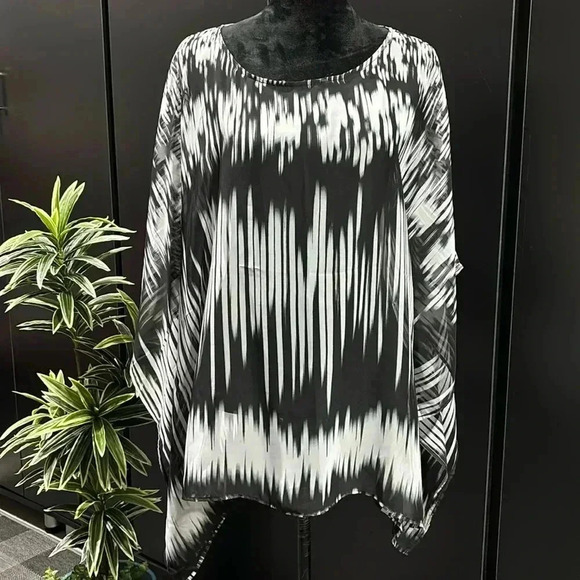Chico’s Poncho Coverup,vertical stripe,round neck,sheer,lightweight,multi wear - Picture 1 of 7